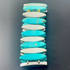 Turquoise and Silver Tone Stretch Bracelet - Women's Fashion Bracelet